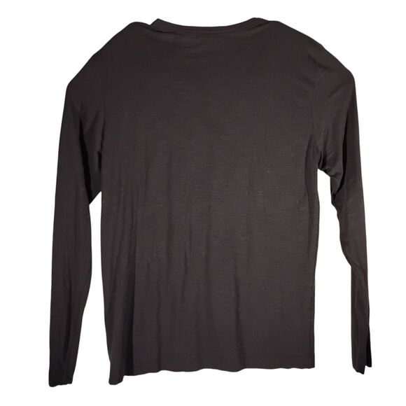 Theory henley tshirt mens M Medium black long sleeve cotton G0494561 - Picture 2 of 7